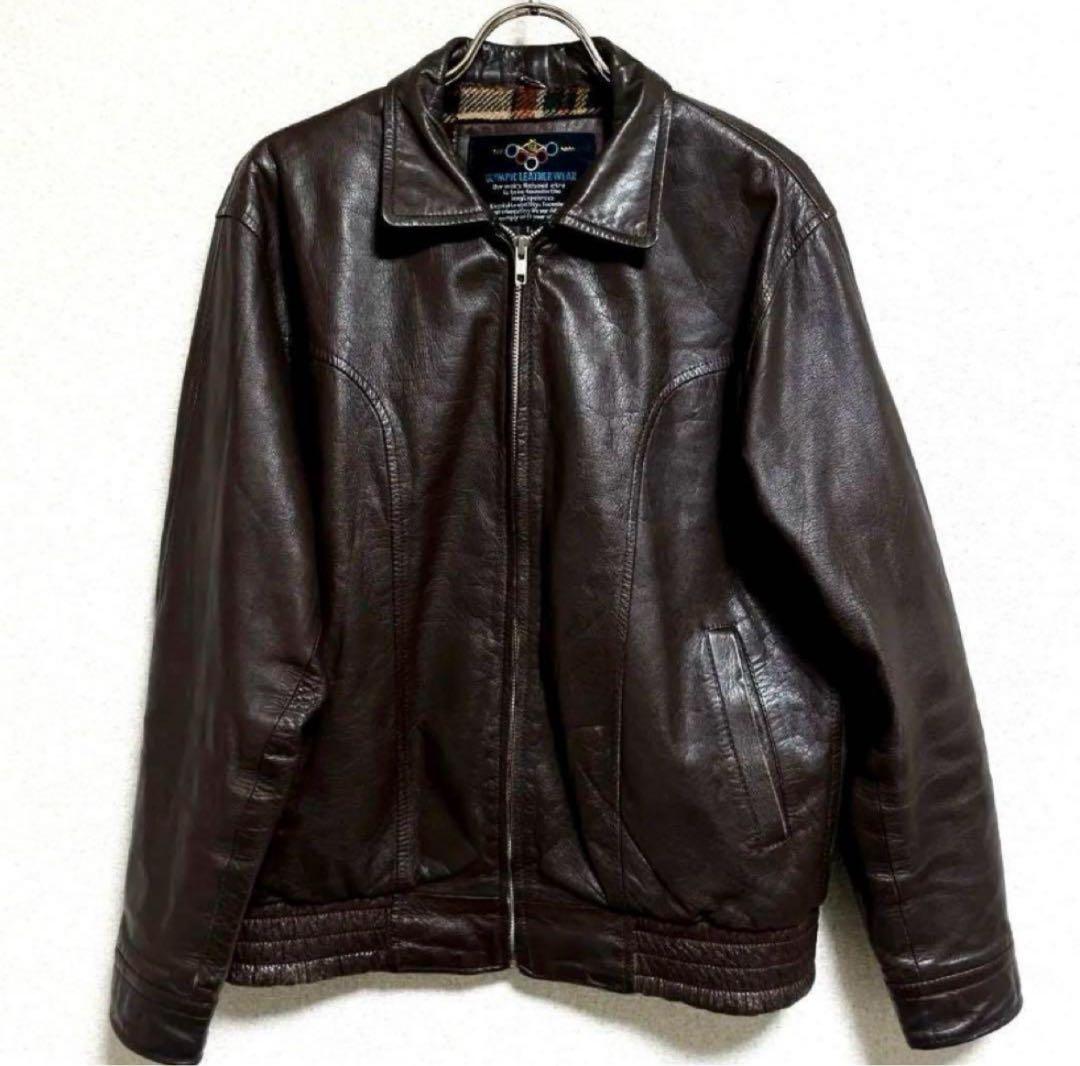 ヴィンテージ レザージャケット ダークブラウン　牛革　短丈