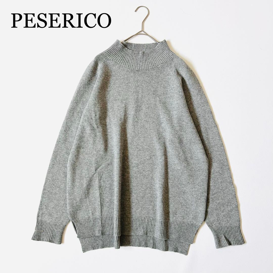 3153y美品 ペセリコ カシミヤシルクモックネックニット モニーレ付き グレー