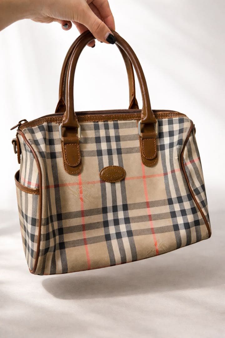 Burberry ヴィンテージ ミニボストンバッグ ノバチェック シャドー