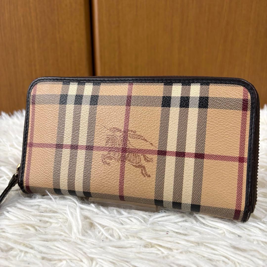 BURBERRY 長財布 ラウンドジップ ノバチェック シャドーホース レザー BURBERRY 長財布 ラウンドジップ ノバチェック シャドーホース レザー
