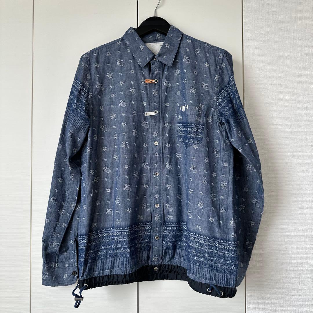 サカイ ドッキング ジャガード シャンブレー シャツ　サイズ３ シャンブレー ワークシャツ メンズ 長袖 アメカジ ブランド 大きい