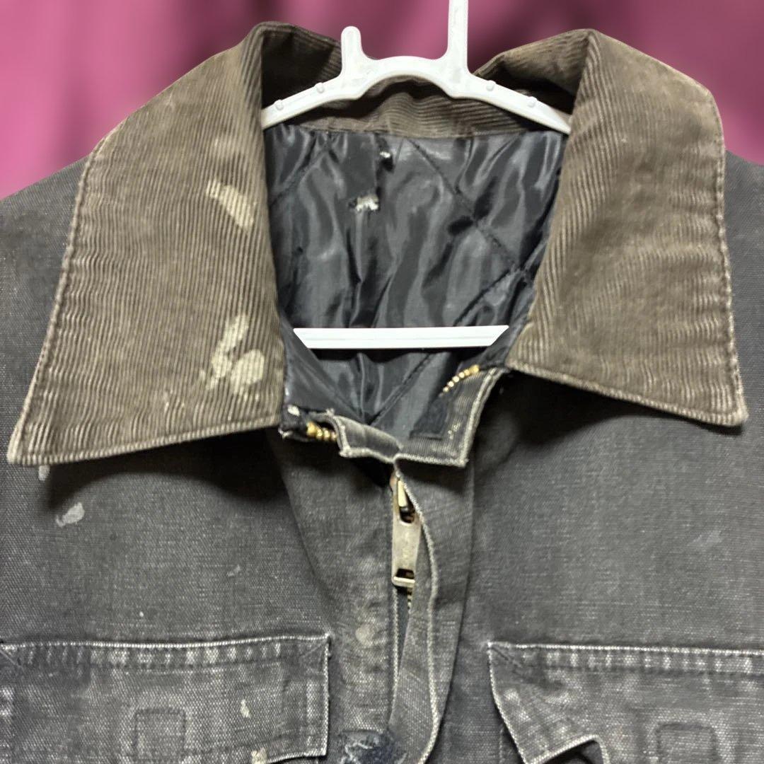 鬼フェードCarhartt ボロダークグレー デトロイトジャケットBORO古着