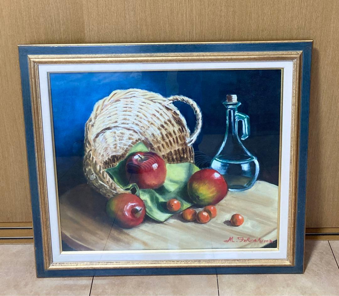 福島誠 作 油彩画 タイトル不明 油絵 額装 M.FUKUSHIMA