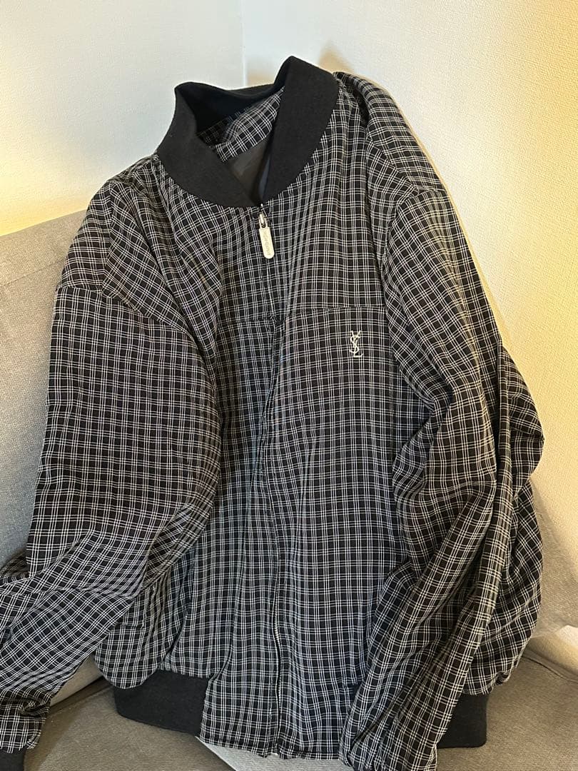 Saint Laurent ヴィンテージジャケット チェック柄 Mサイズ 白黒