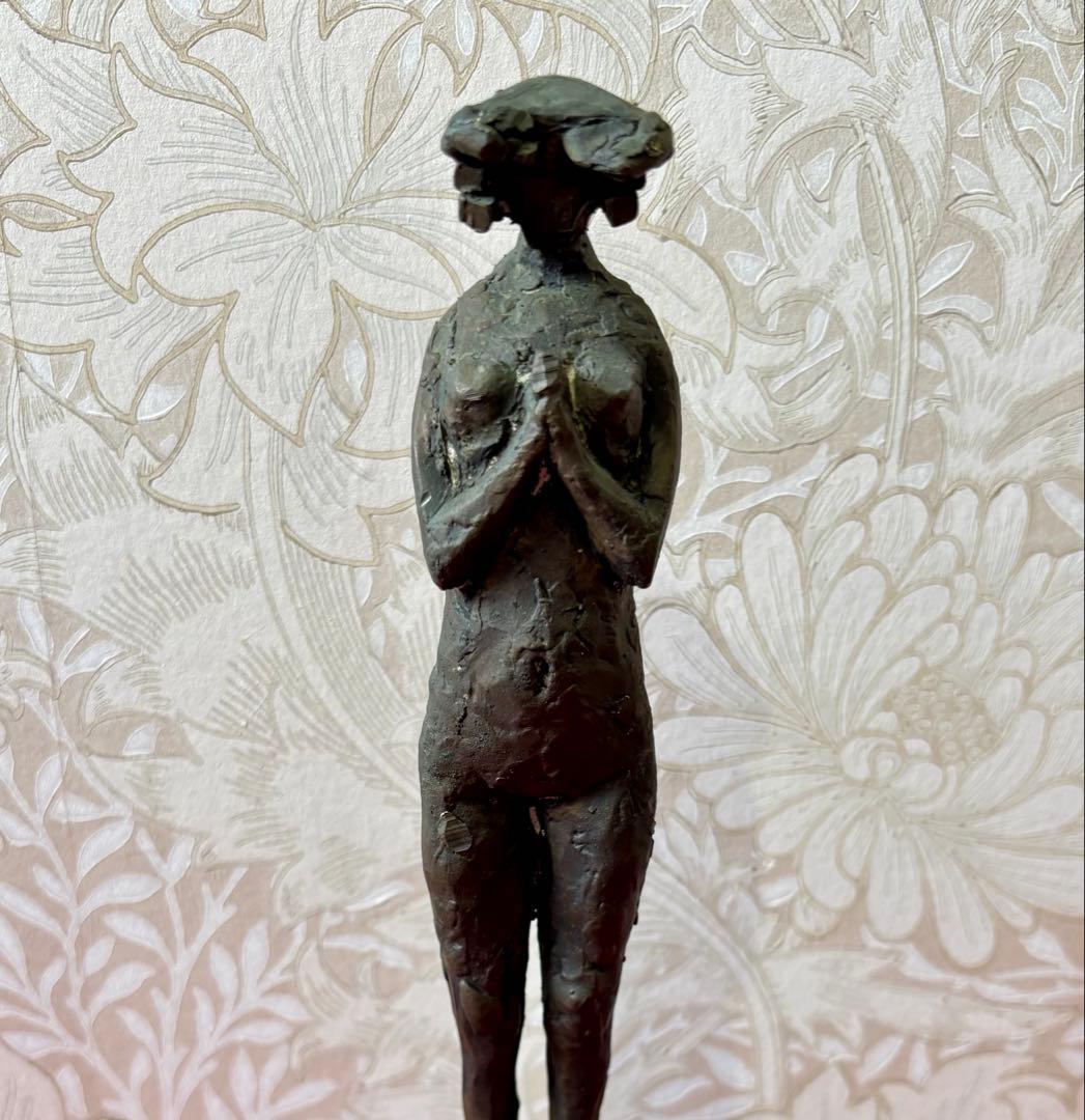 【ブロンズ彫刻★「黎」(台座付き)】 【高さ28.2cm、レア】