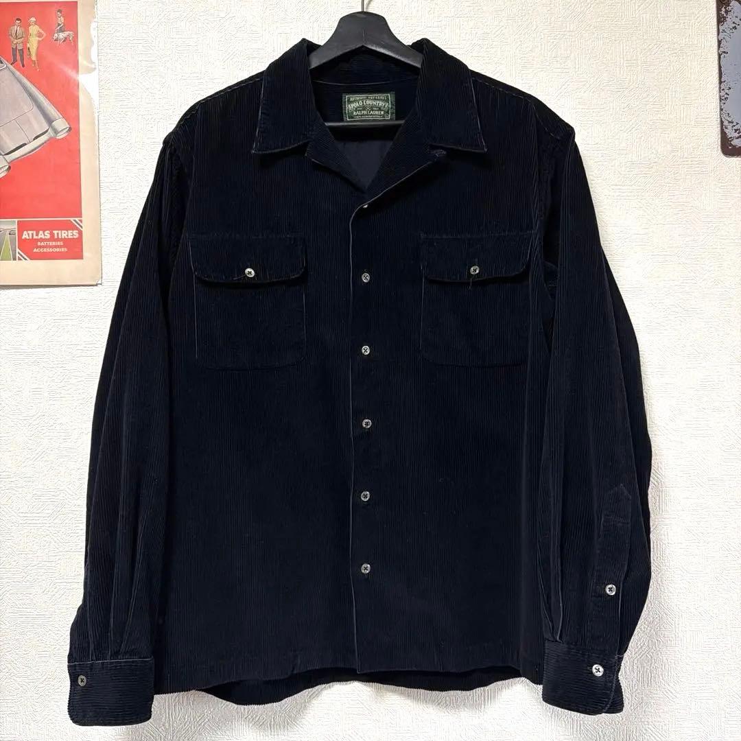 d*b様 ポロカントリー　コーデュロイシャツ　ブラック　L RRL ポロバイラル 80's 90's POLO COUNTRY ポロカントリー コーデュロイワークシャツ