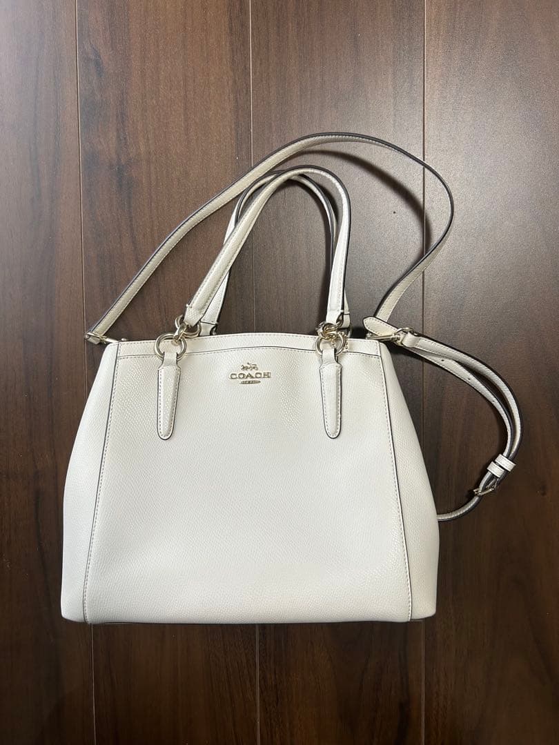 coach ホワイト レザー ハンドバッグ - メルカリ