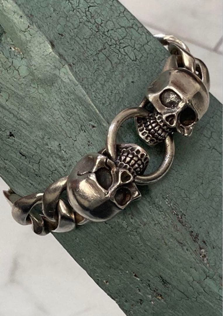 [e-1] Silver925 / 93g SKULL ループ 極太喜平ブレス