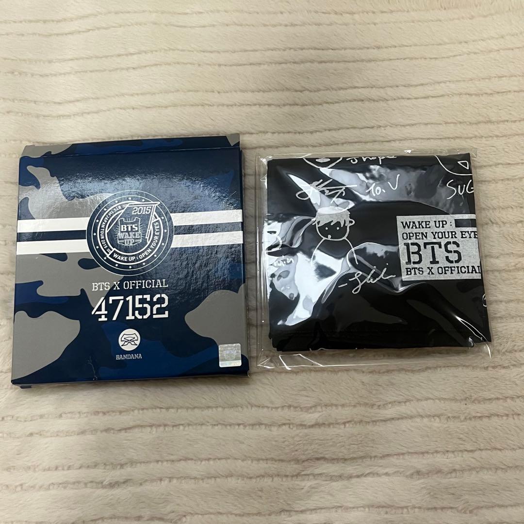 BTS 防弾少年団 WAKE UP 公式グッズ　バンダナ 防弾少年団 BTS WAKE UP バンダナ - メルカリ