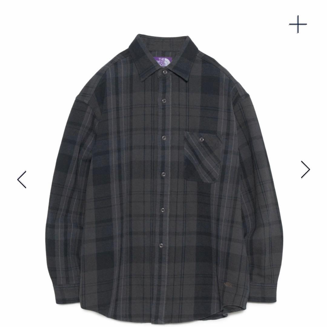 今季新品ザノースフェイスパープルレーベフランネルチェックシャツL