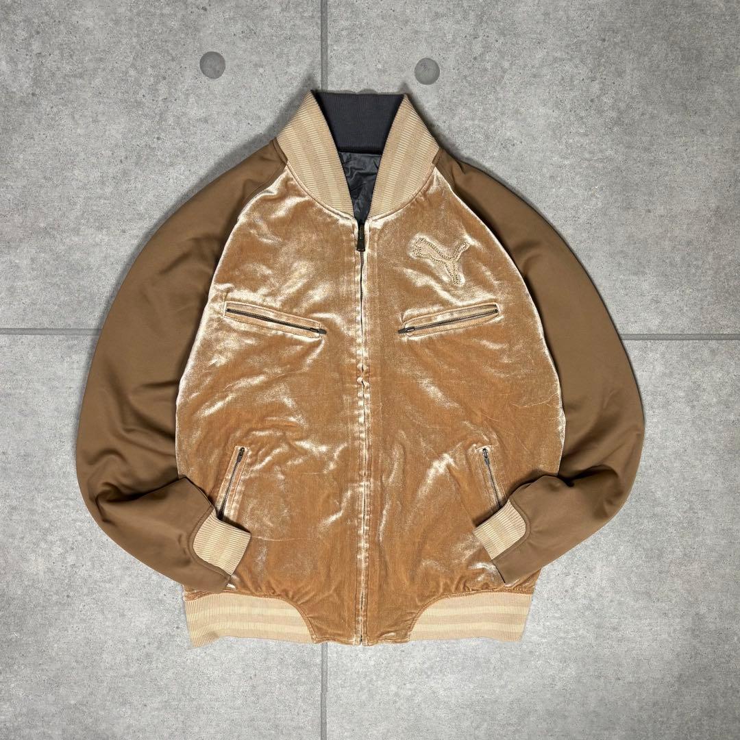 PUMA　スカジャン　リバーシブル　ベロア　別珍　リブライン　刺繍　ゴールド