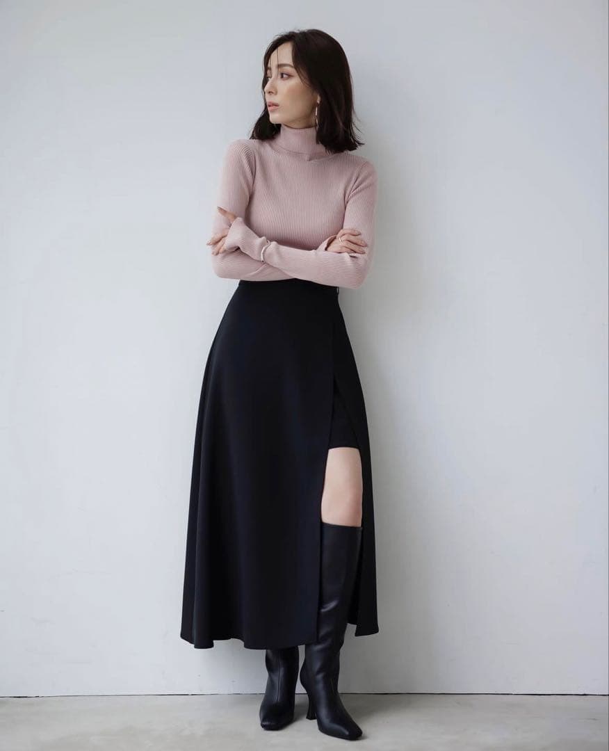 anuans スリットスカート アニュアンス anuans レイヤードアシメスリットスカート （NAVY