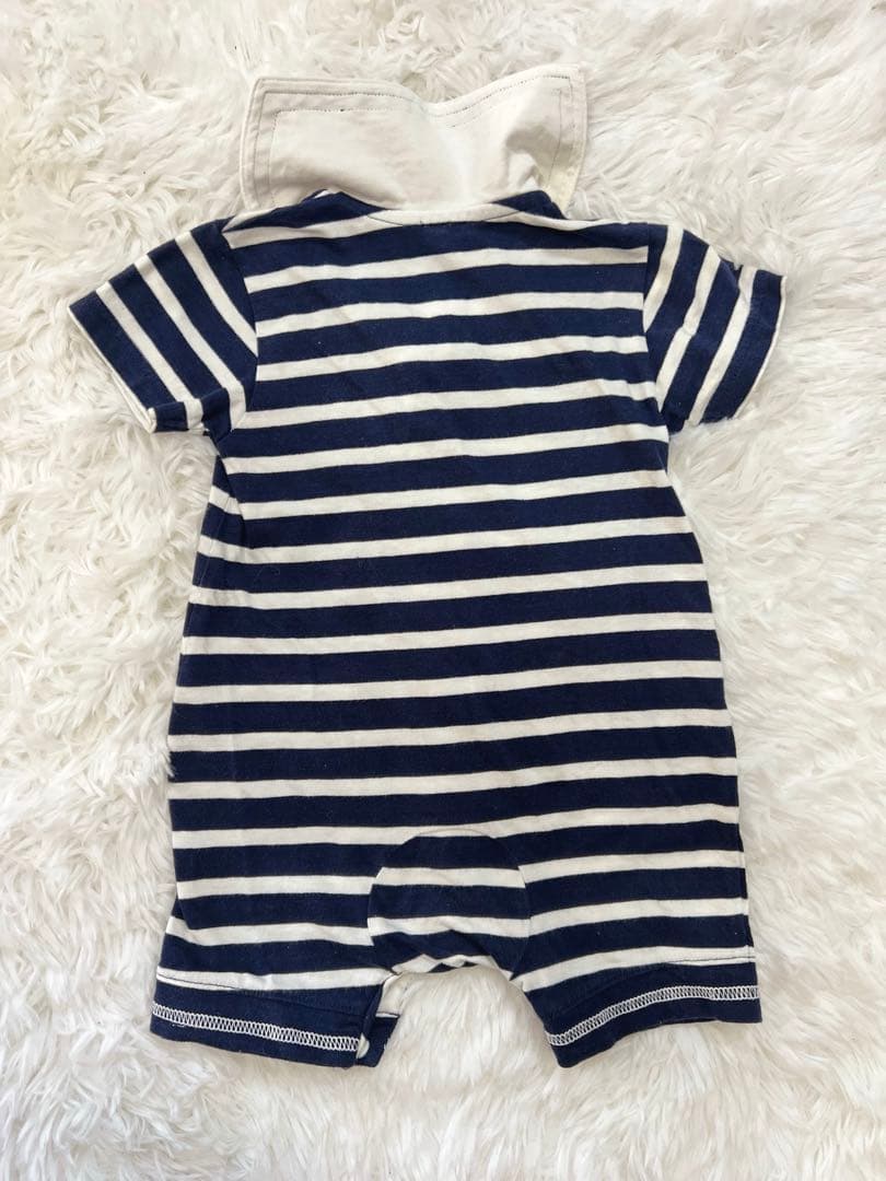 セーラー襟付きストライプロンパース サイズ80 - メルカリ