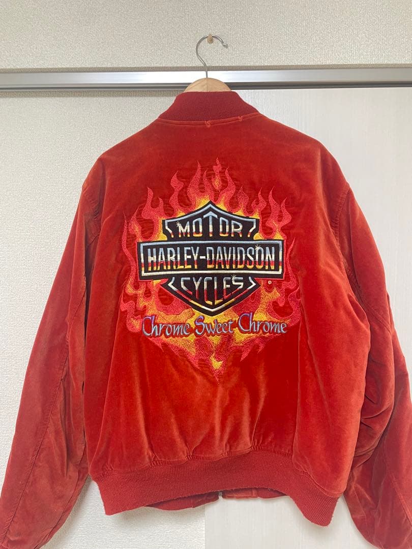 ハーレーダビッドソン 90sスカジャンベロア ファイヤー