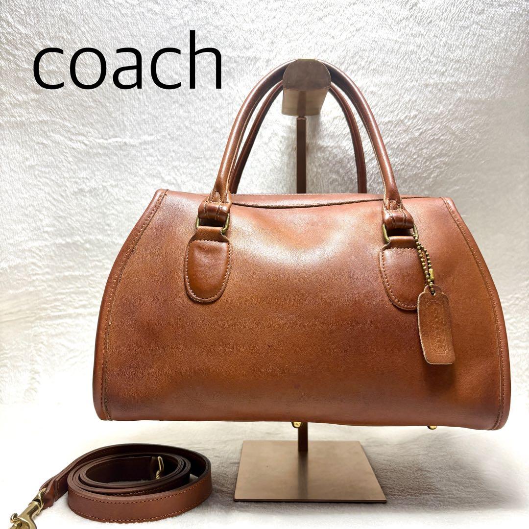 美品 coach old coach 2way ショルダーバッグ ボストン 茶