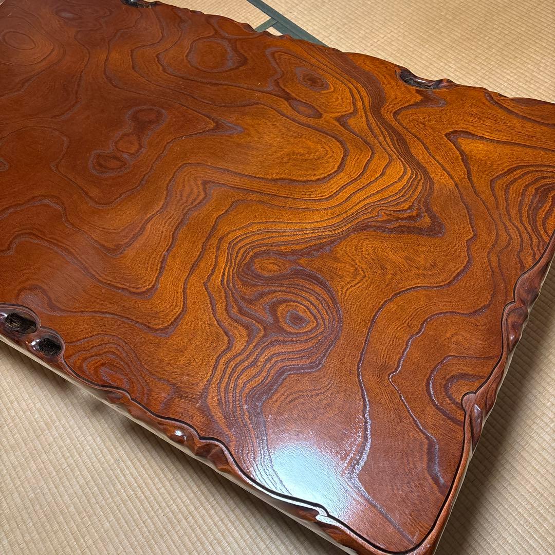 木製座卓 手彫り装飾 茶色