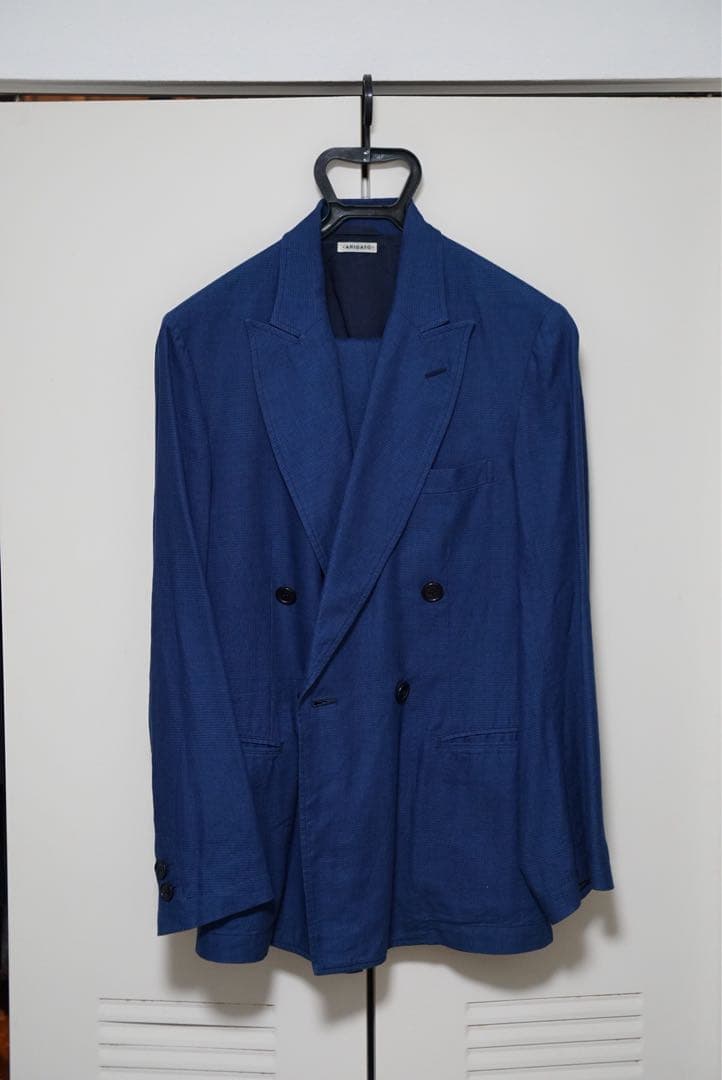 インディゴシャドーグレンチェック ダブル ダッドジャケット セットアップ