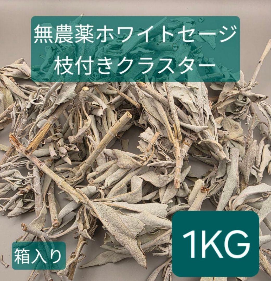 激安価格☆無農薬ホワイトセージ枝付きクラスター1kg箱入りお香浄化 b-faith01_whitesage-30g