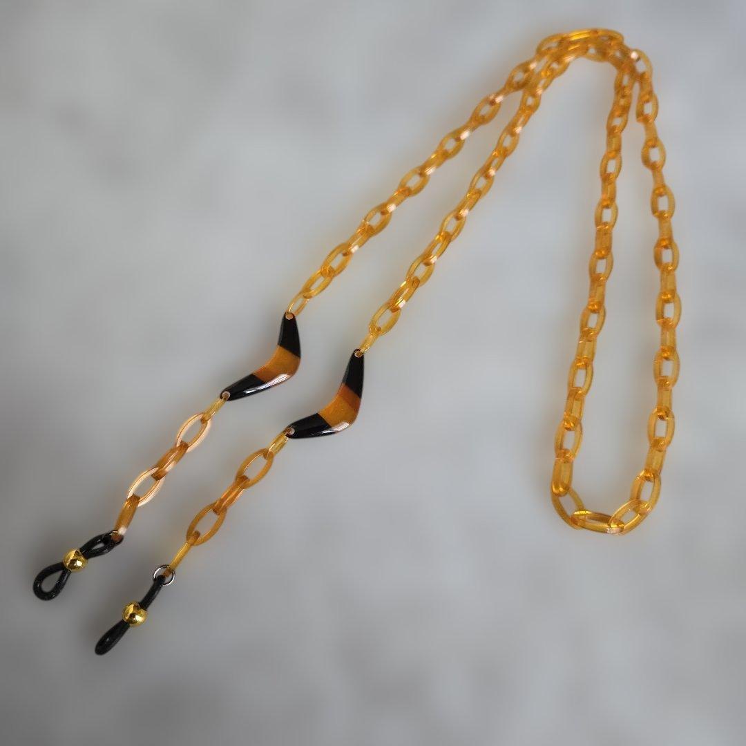 鼈甲　メガネ　チェーン　本鼈甲　➈　べっ甲　着物　工芸品　大人のメガネチェーン
