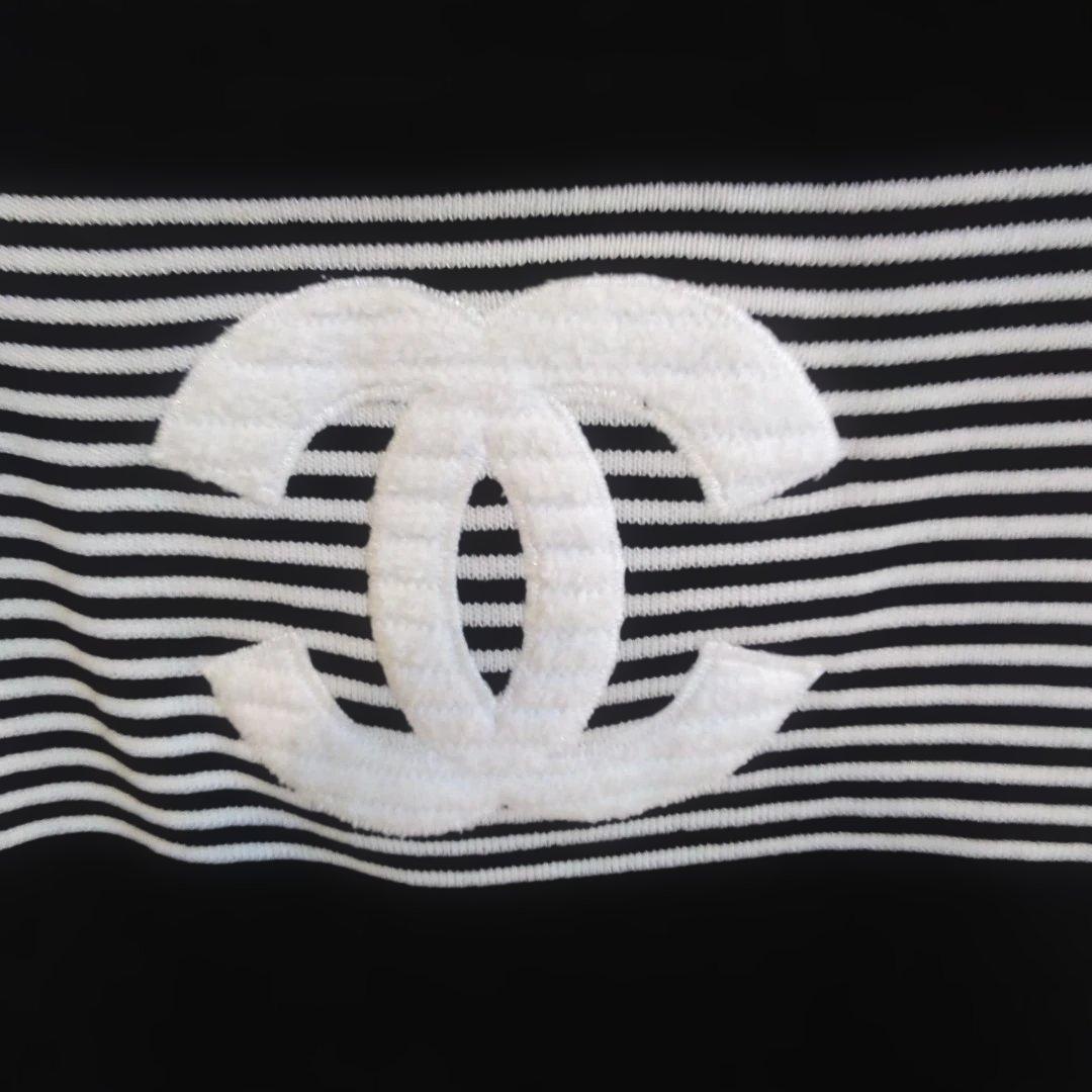 CHANEL ストライプ CCロゴ キャミソール