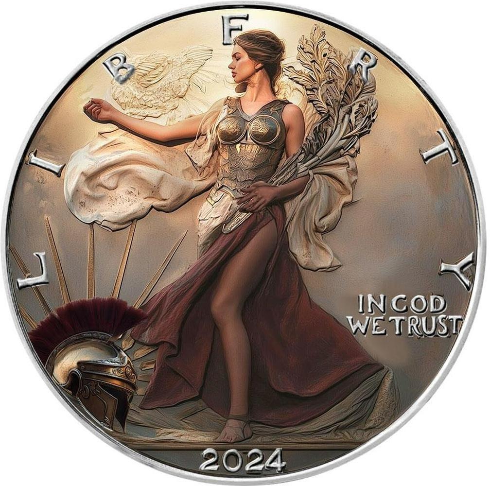 銀貨　１オンス　ローマの貴婦人　アメリカ　２０２４ 2024 1 oz Antique Gibraltar Silver Lady Justice Coin l JM Bullion™