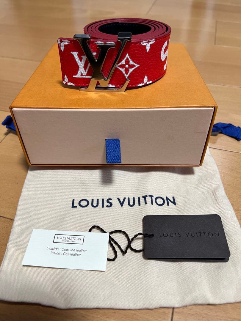ち*。様 【確実正規品】louis vuitton supreme ベルト 赤
