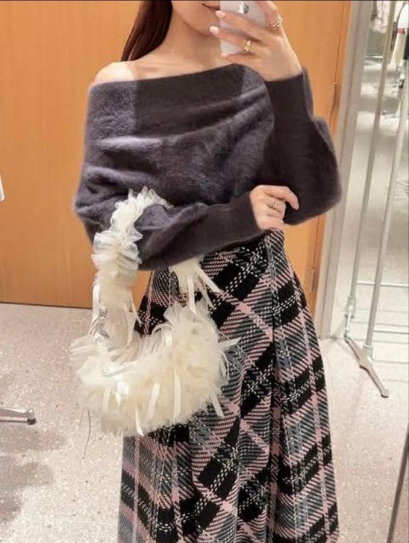 SNIDEL スナイデル フォックスアルパカオフショルプルオーバー DGRY