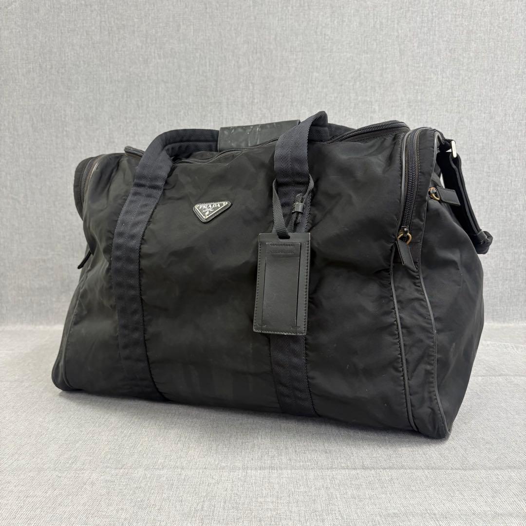 PRADA プラダ ボストンバッグ テスート ナイロン 三角ロゴ 黒 白タグあり PRADA - プラダ テスート ナイロン 三角ロゴ ボストン バッグ 出張