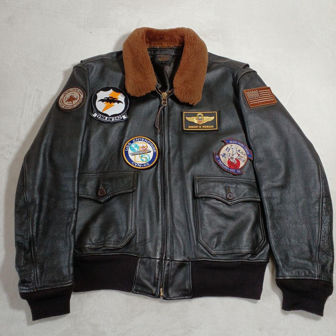 美品 MORGAN G-1NAVYエンボスジャケット 焦茶　L MORGAN MEMPHIS BELLE（モーガン メンフィスベル）Type A-2 Classic