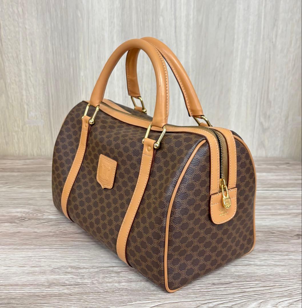 《極美品》セリーヌ マカダムボストン PVCレザー ブラウン ヴィンテージ