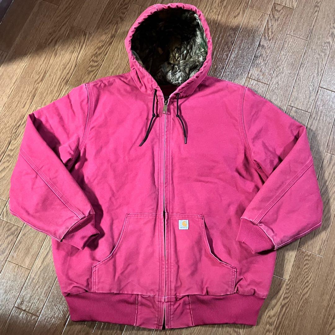 【入手困難】カーハート×リアルツリー アクティブジャケット ピンク メンズL 希少カラー ピンクリアルツリーアクティブジャケット XLサイズダック