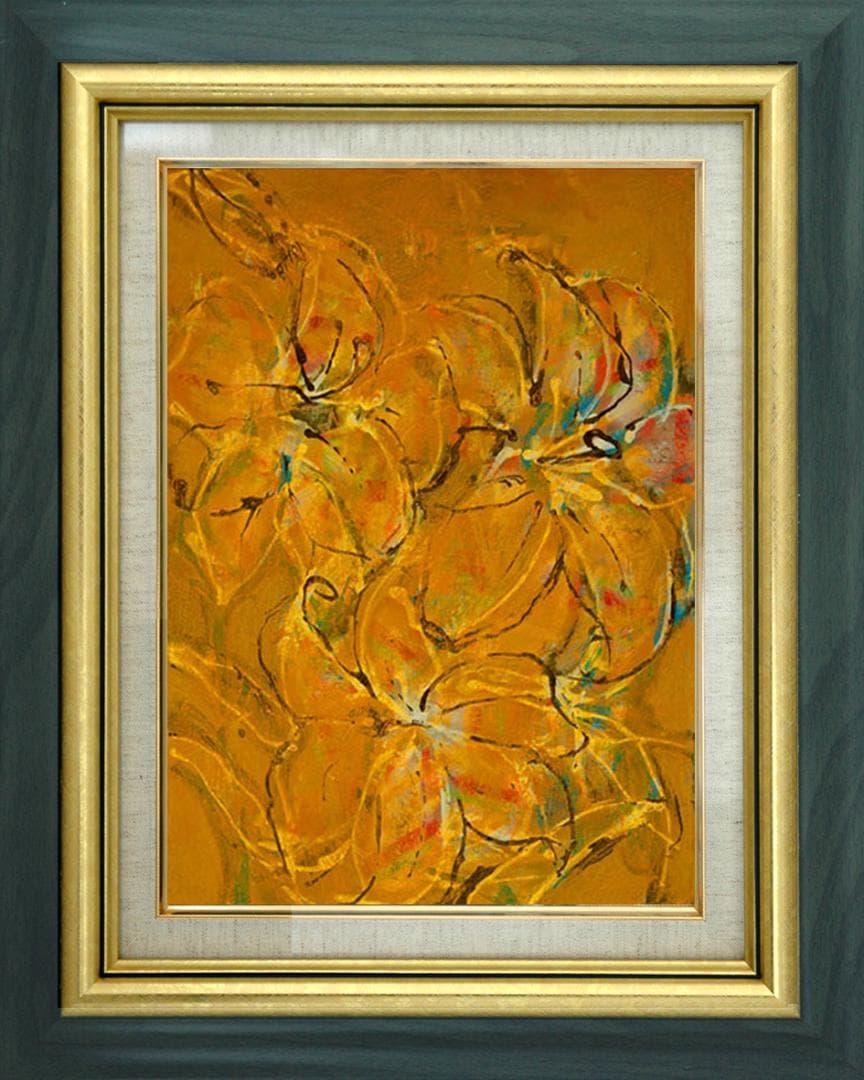油絵 菅家令子 絵 絵画 インテリア 額付(銀) F4-090316 花 ゆり - メルカリ