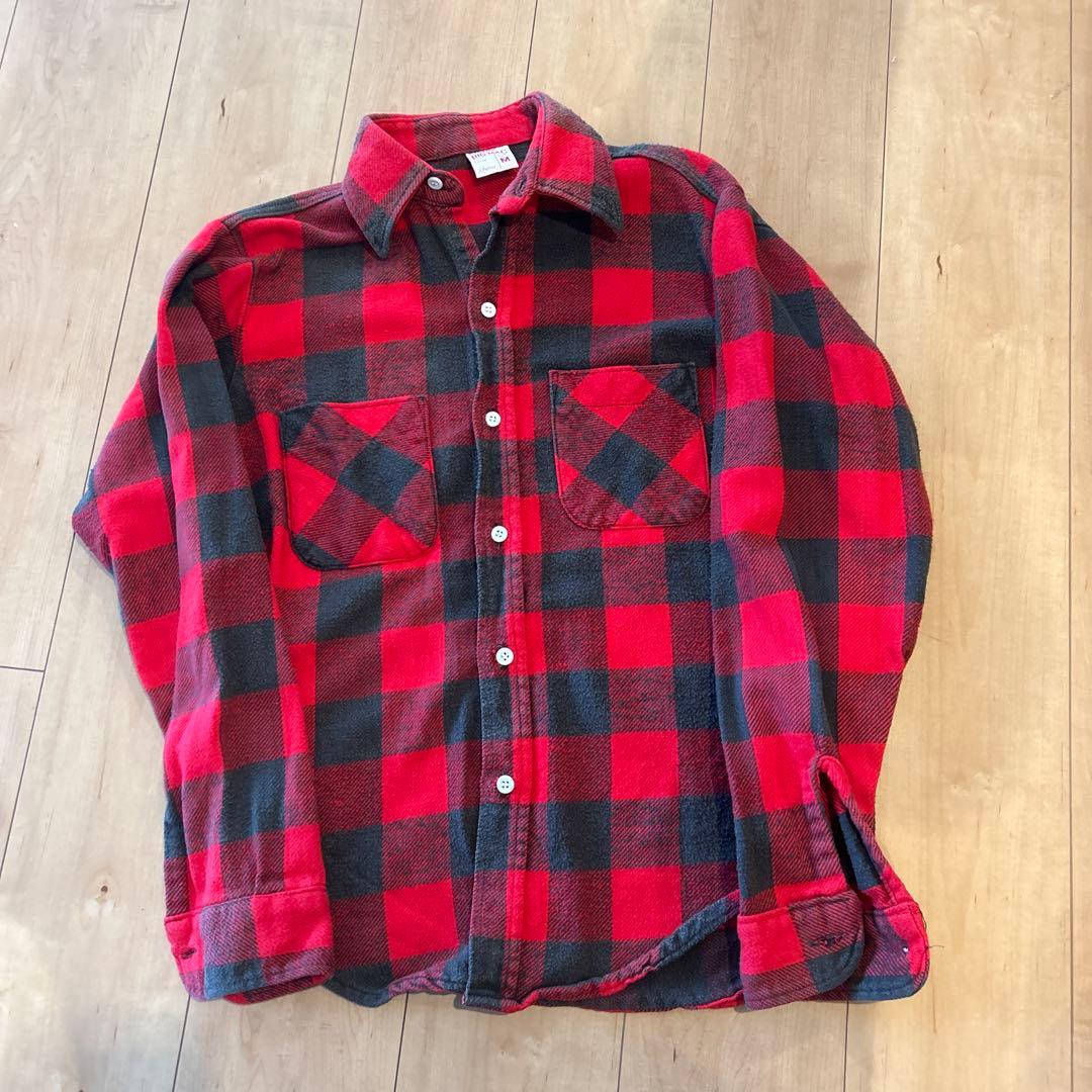 BIG MAC 赤黒チェックネルシャツ Mサイズ
