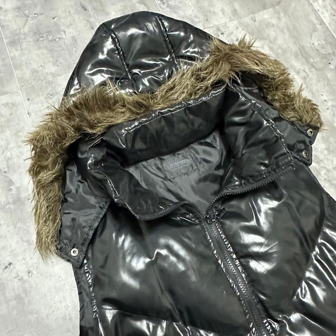 00s Y2K archive ファー ダウンベスト 光沢 平成初期 L お兄系 - メルカリ