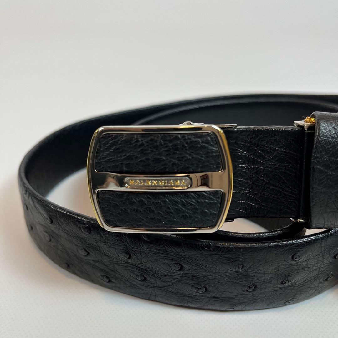 新品未使用　BALENCIAGA ベルト　オーストリッチ　本革　ブラック