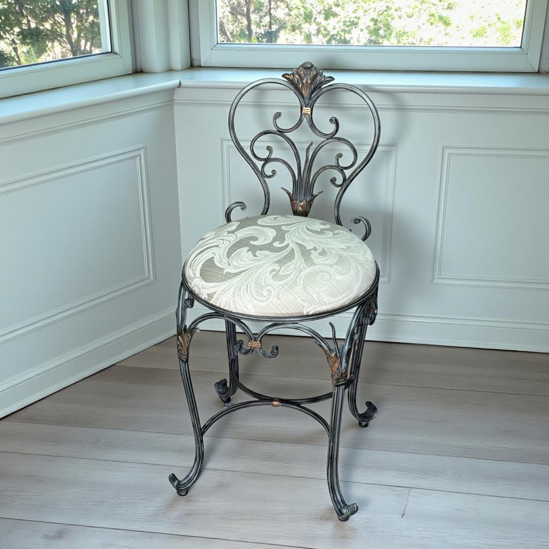 美品 アンティーク風 アイアンチェア 幅38 シャビー加工