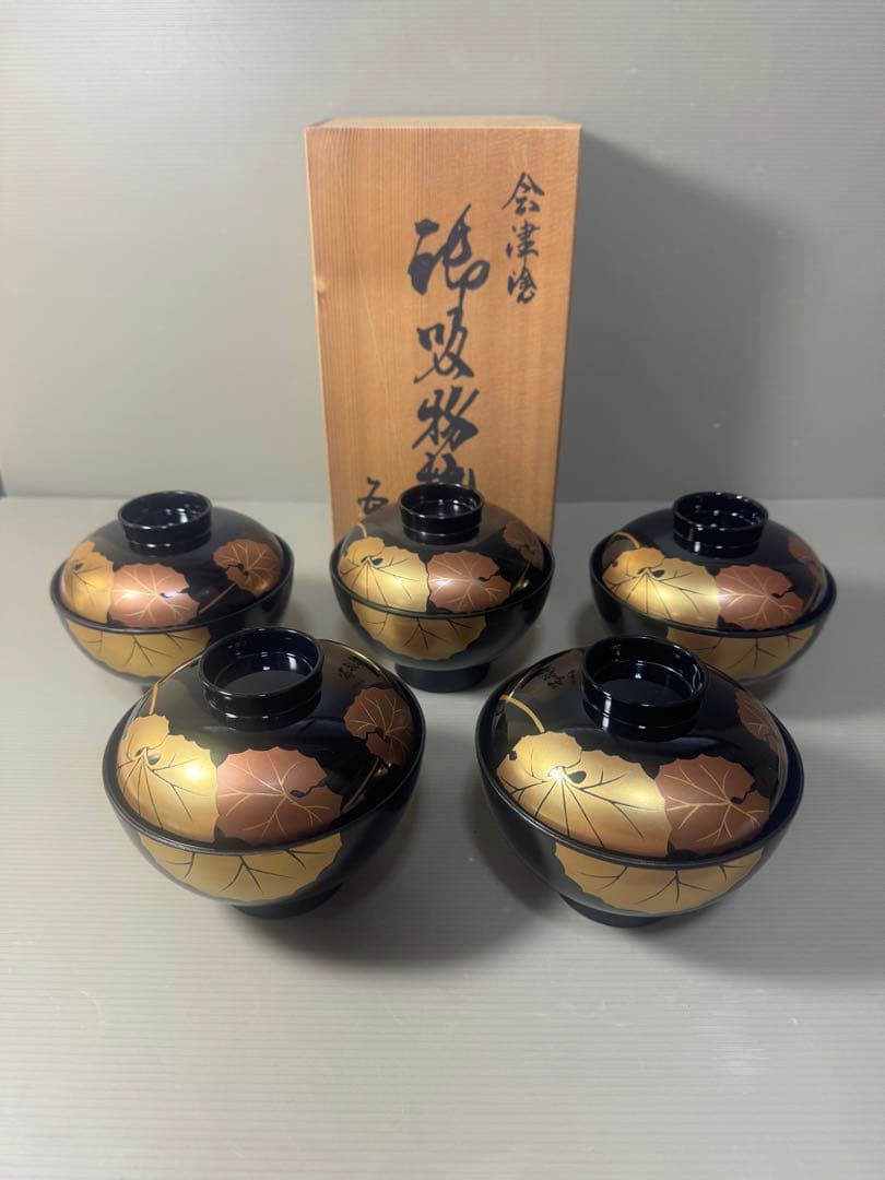 2547 会津塗り お吸い物椀　5客　未使用 2547 会津塗り お吸い物椀 5客 未使用 - メルカリ