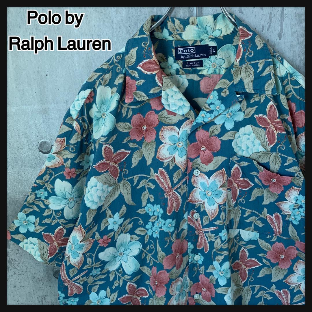 508【人気L】ポロラルフローレン☆ヴィンテージ 開襟 CLAYTON シャツ クリックポスト198円も可】(USED) Polo Ralphlauren ポロラルフ