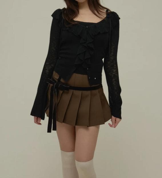 トップス Fiona ruffle tops ANDMARY black ANDMARY】Fiona ruffle tops