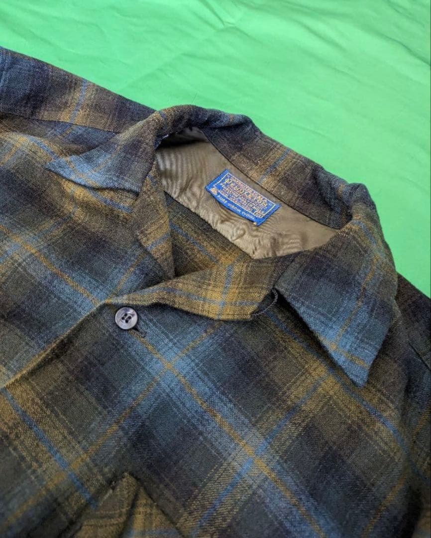 60s pendleton オンブレ　オープンカラーシャツ