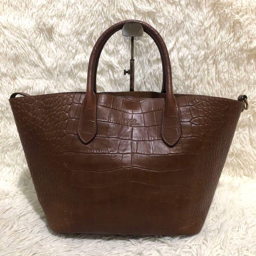 極美品☆ポロラルフローレン 2way レザー トートバッグ ショルダーバッグ