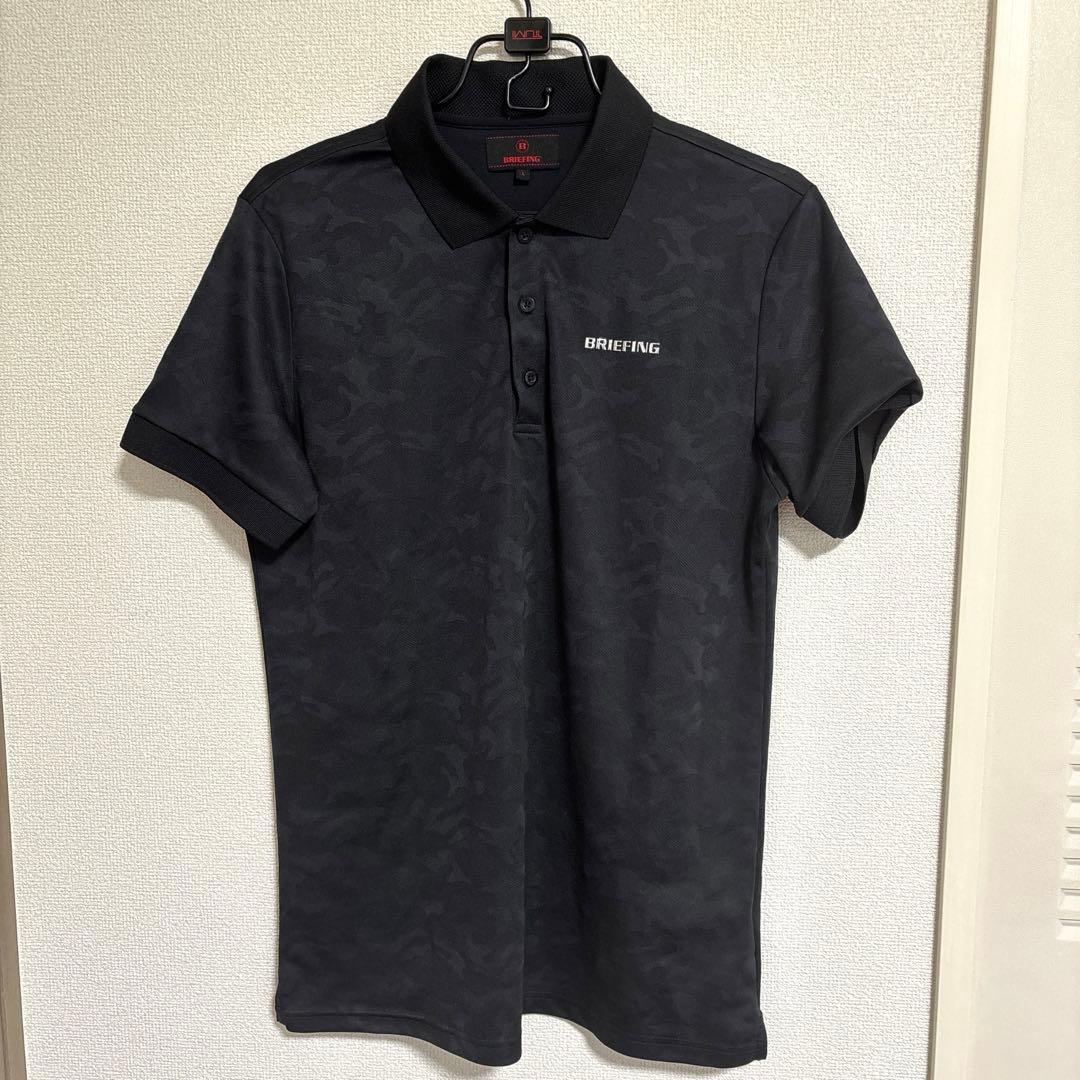 【美品】BRIEFING GOLF 半袖ポロシャツ ブラック カモフラ L