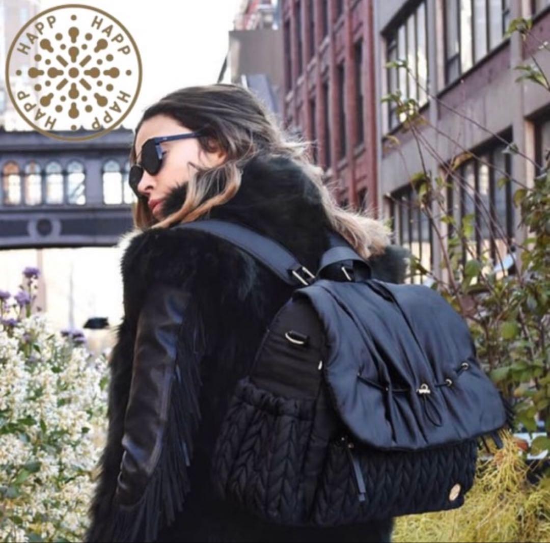 HAPP Levy Backpack Blackマザーズバッグ キルティング