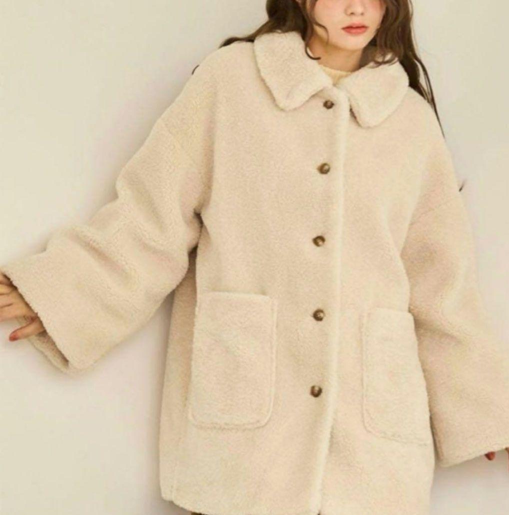 OLUN loose 2way boa coat　アイボリー