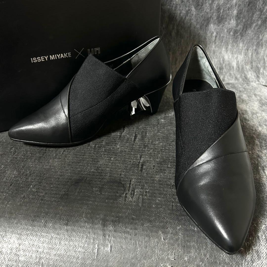 美品　ISSEY MIYAKE×UN レザーシューズ　切替　37 ブラック