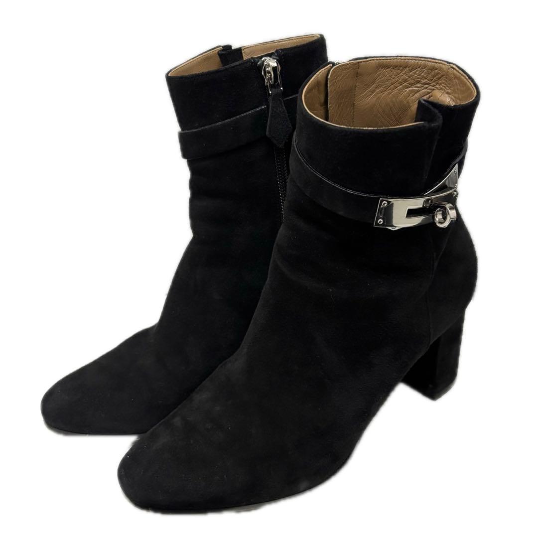 エルメス　サンジェルマン シルバー金具 ケリーバックル スエード　ショートブーツ