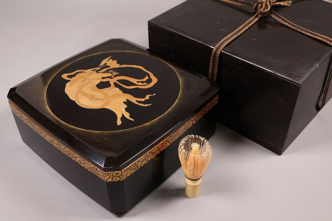 時代 飛天女蒔絵 饅頭箱 菓子箱 黒塗 木製 漆器 加賀 金沢 明治【MA824 時代 飛天女蒔絵 饅頭箱 菓子箱 黒塗 木製 漆器 加賀 金沢 明治【MA824