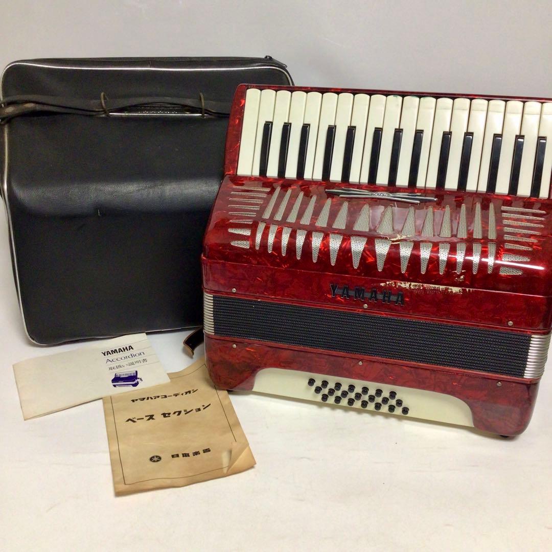 YAMAHA 8905 アコーディオン 32鍵盤　21ベース　モデル　赤 Yahoo!オークション - 【音OK】YAMAHA 8905 ヤマハ アコーディオン 鍵
