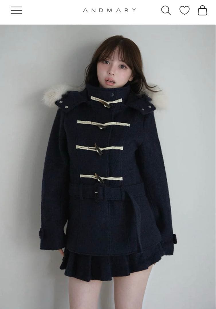andmary Nicole fur belt jacket navy