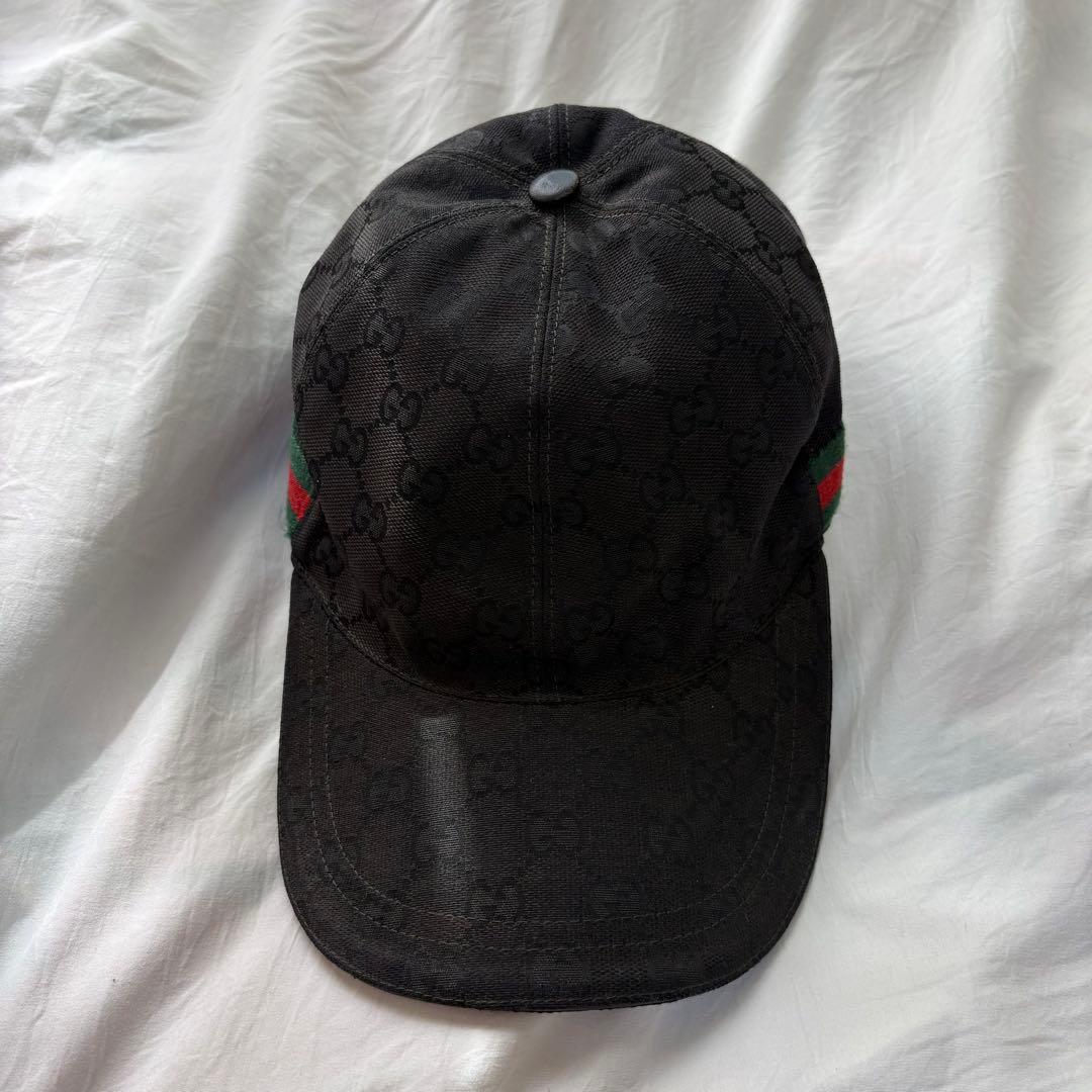 GUCCI ブラック GGパターン キャップ - メルカリ
